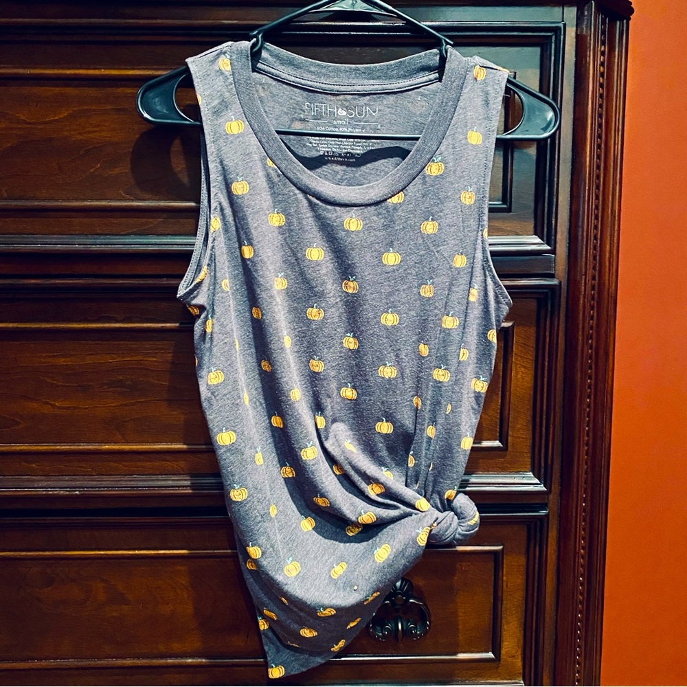 Fall Pumpkin Muscle Tank Top | S